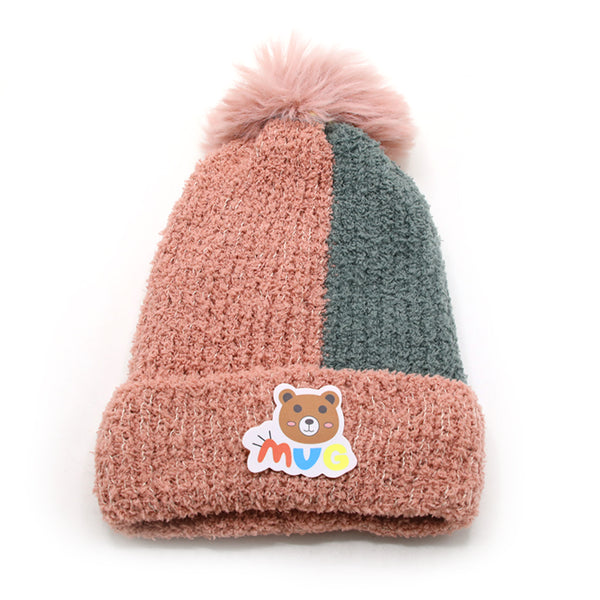 Kids Woollen Cap - Tea Pink