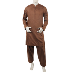 Men's Kurta Shalwar Suit - Brown