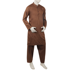 Men's Kurta Shalwar Suit - Brown