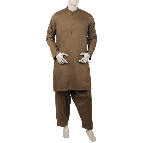 Valuables Men Embroidered Shalwar Suit - Light Brown