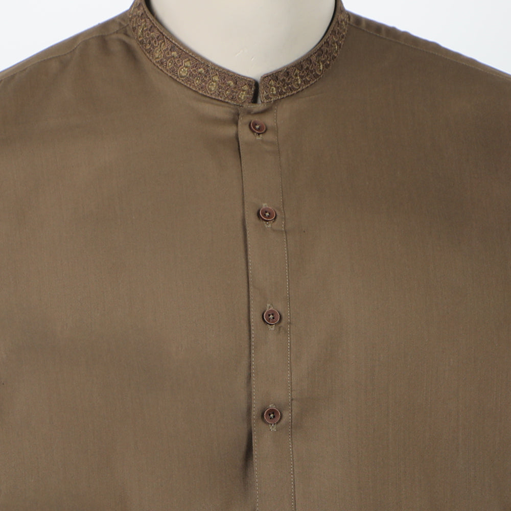 Valuables Men Embroidered Shalwar Suit - Light Brown, Men's Shalwar Kameez, Chase Value, Chase Value