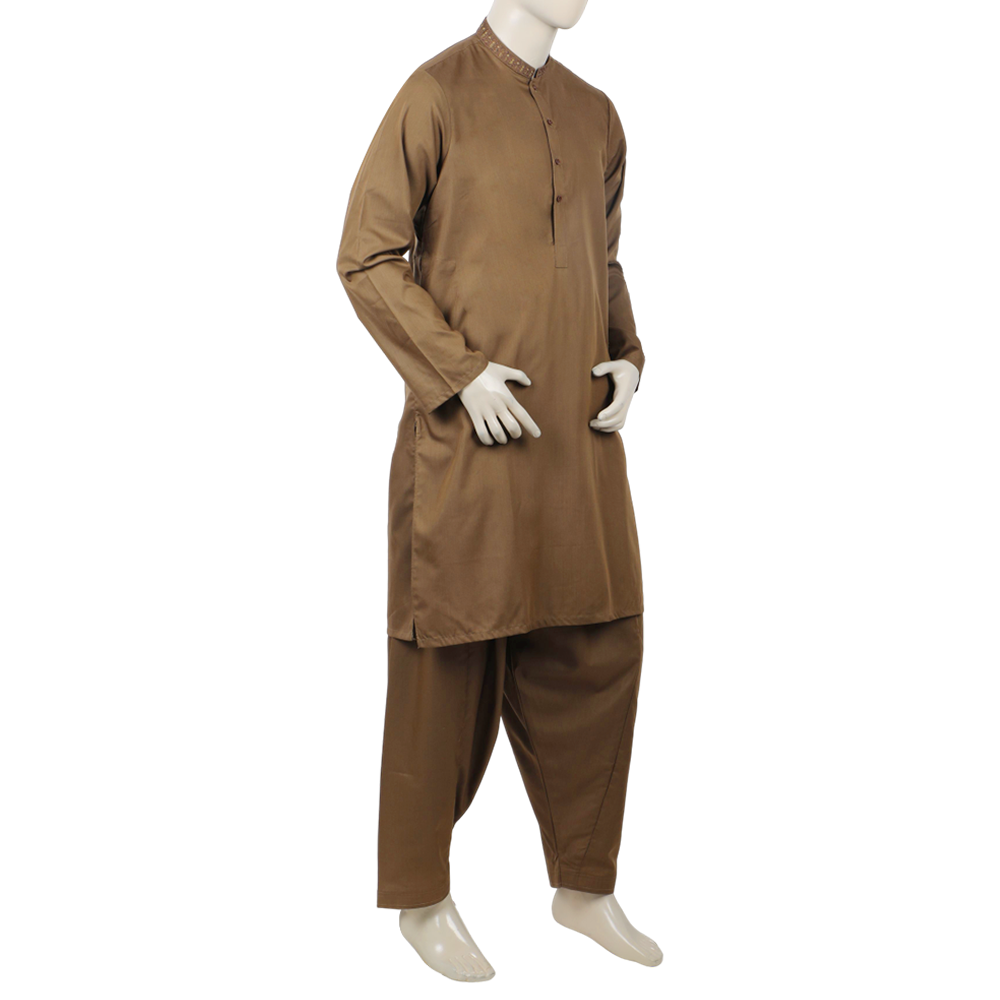 Valuables Men Embroidered Shalwar Suit - Light Brown, Men's Shalwar Kameez, Chase Value, Chase Value