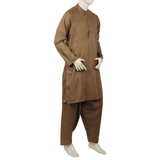 Valuables Men Embroidered Shalwar Suit - Light Brown, Men's Shalwar Kameez, Chase Value, Chase Value