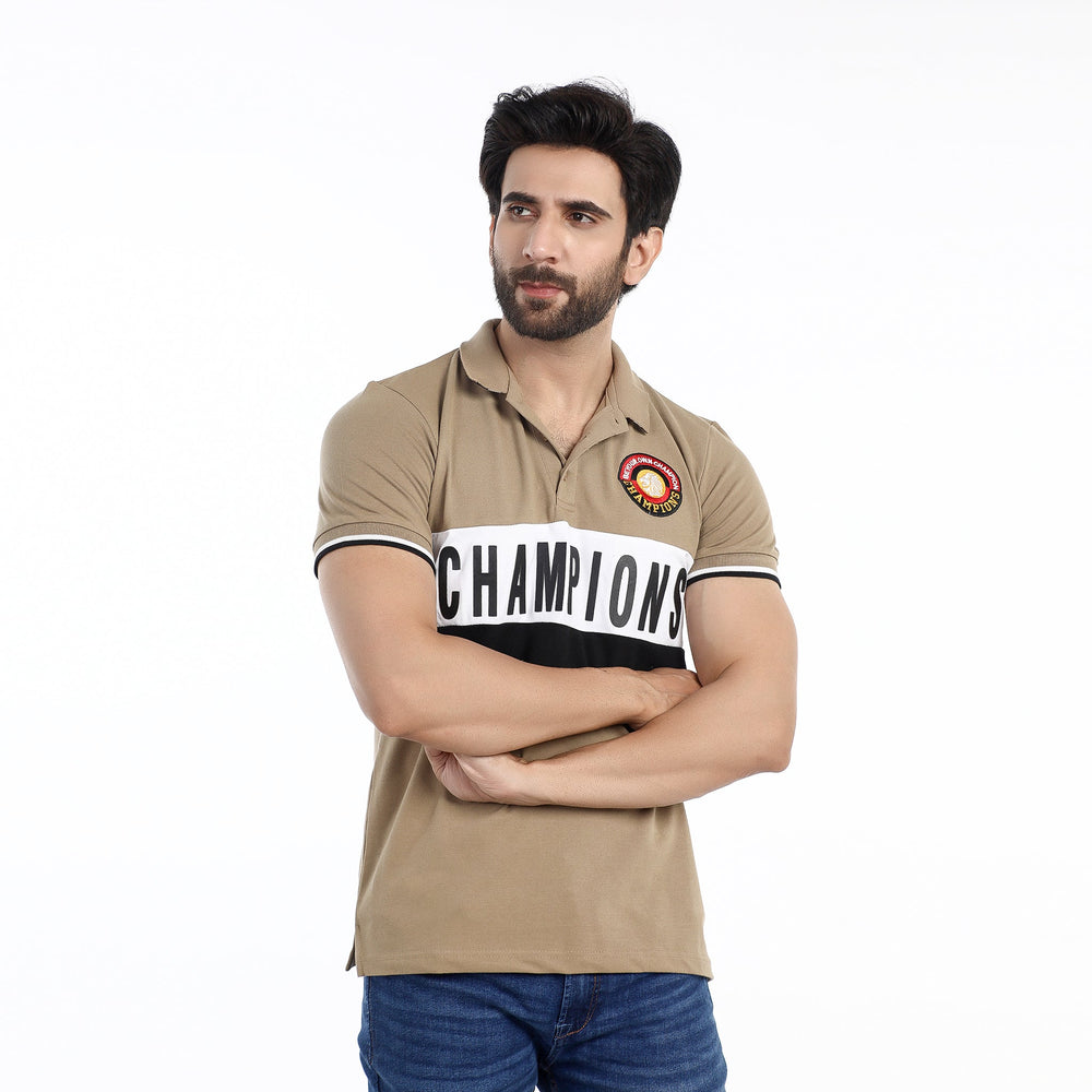 Men's Half Sleeves Polo T-Shirt - Beige, Men's T-Shirts & Polos, Chase Value, Chase Value
