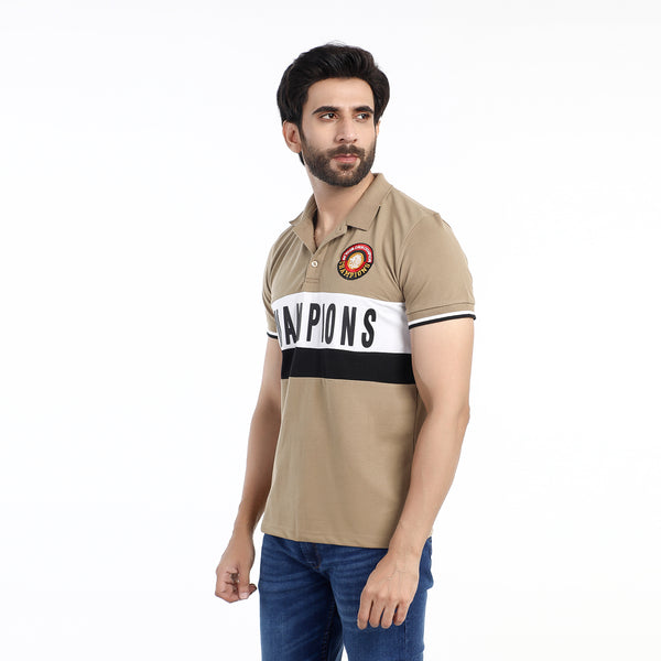 Men's Half Sleeves Polo T-Shirt - Beige