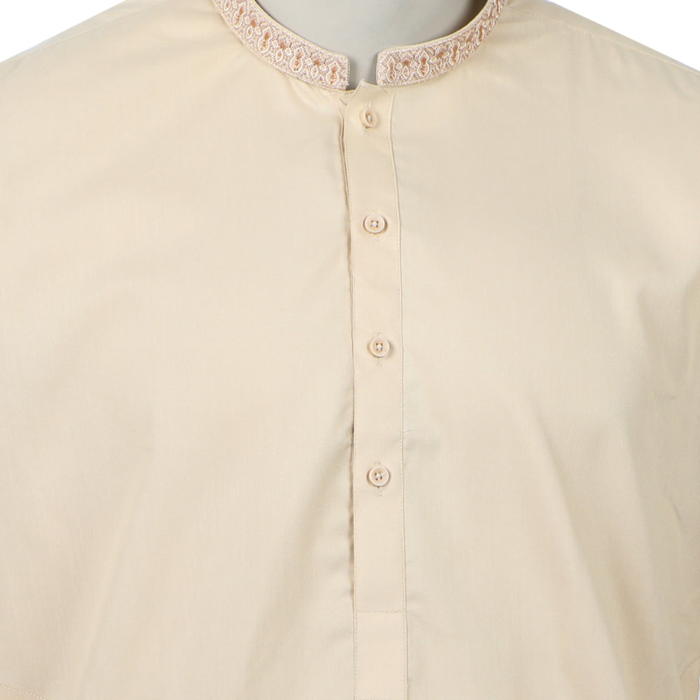 Men's Embroidered Stitched Shalwar Suit - Beige, Men's Shalwar Kameez, Chase Value, Chase Value