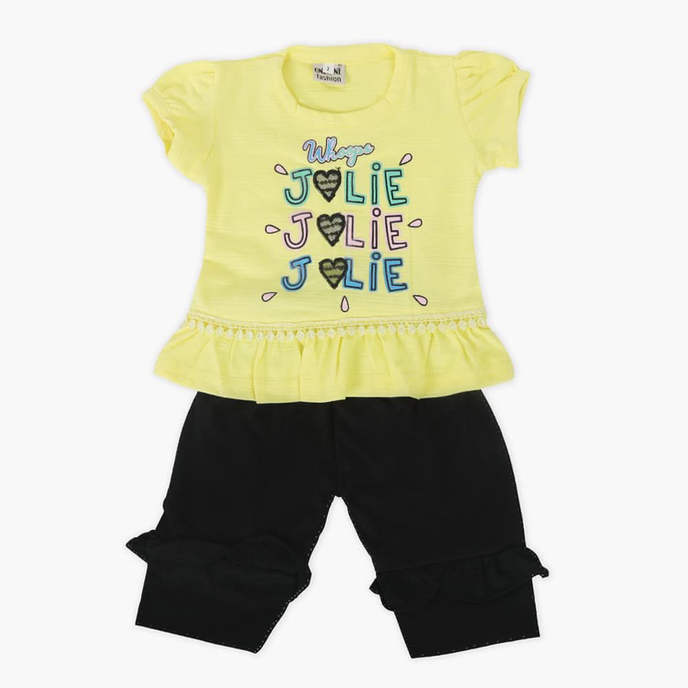 Newborn Girls Half Sleeves Suit - Yellow, Newborn Girls Sets & Suits, Chase Value, Chase Value