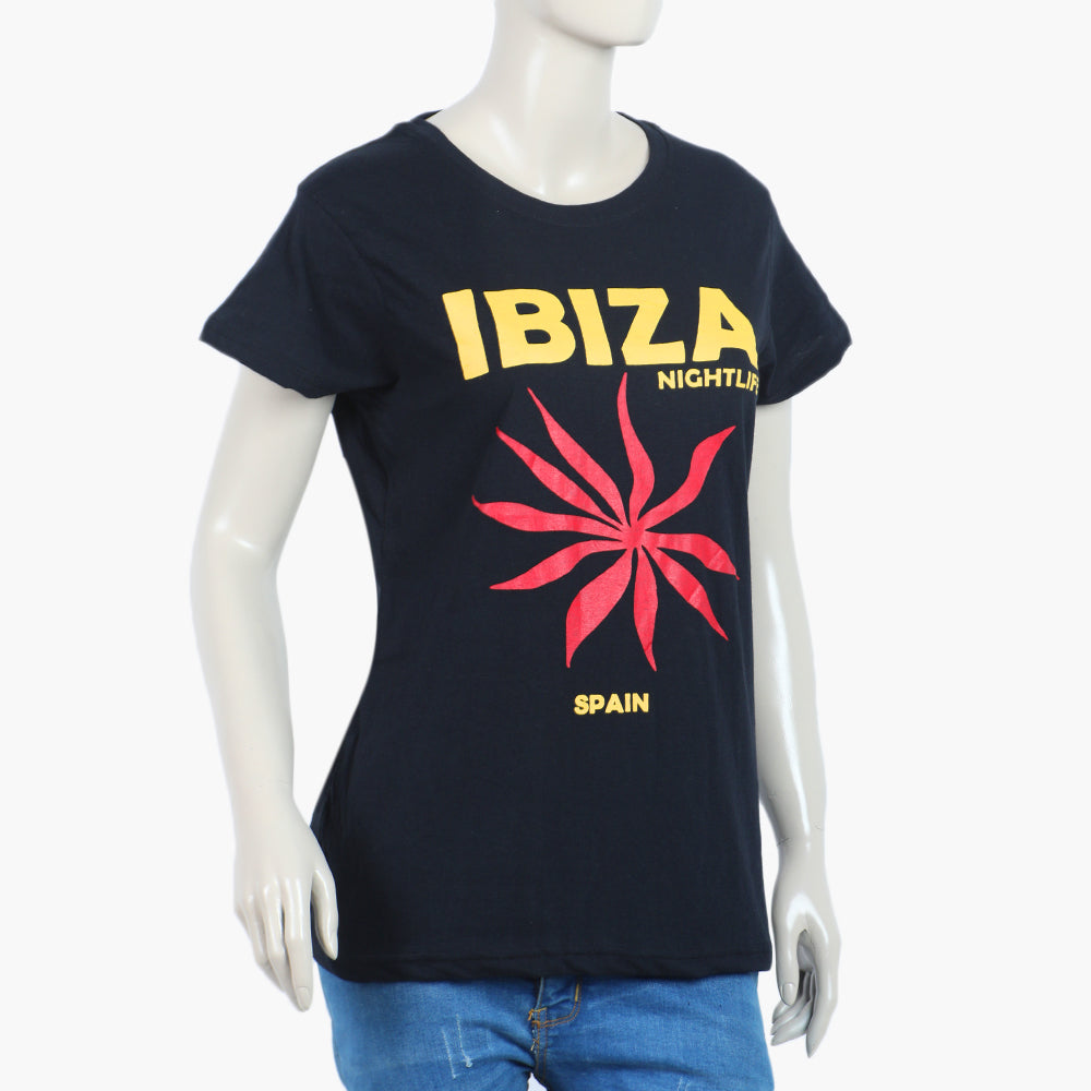 Women's Half Sleeves  T-Shirt  - Black, Women T-Shirts & Tops, Chase Value, Chase Value