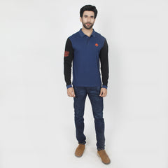 Eminent Men's Full Sleeves Polo T-Shirt - Navy Blue