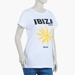 Women's Half Sleeves  T-Shirt  - White