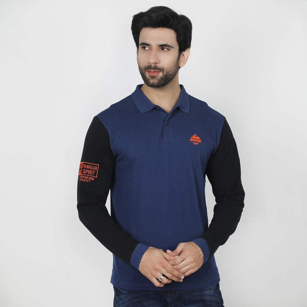 Eminent Men's Full Sleeves Polo T-Shirt - Navy Blue, Men's T-Shirts & Polos, Eminent, Chase Value