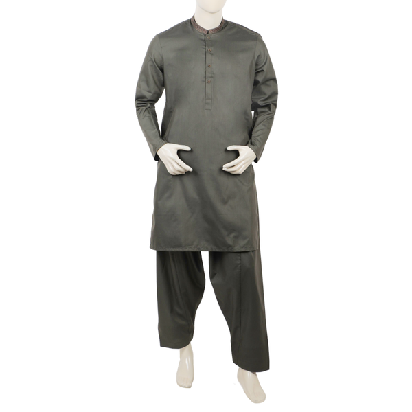 Valuables Men Embroidered Shalwar Suit - Green