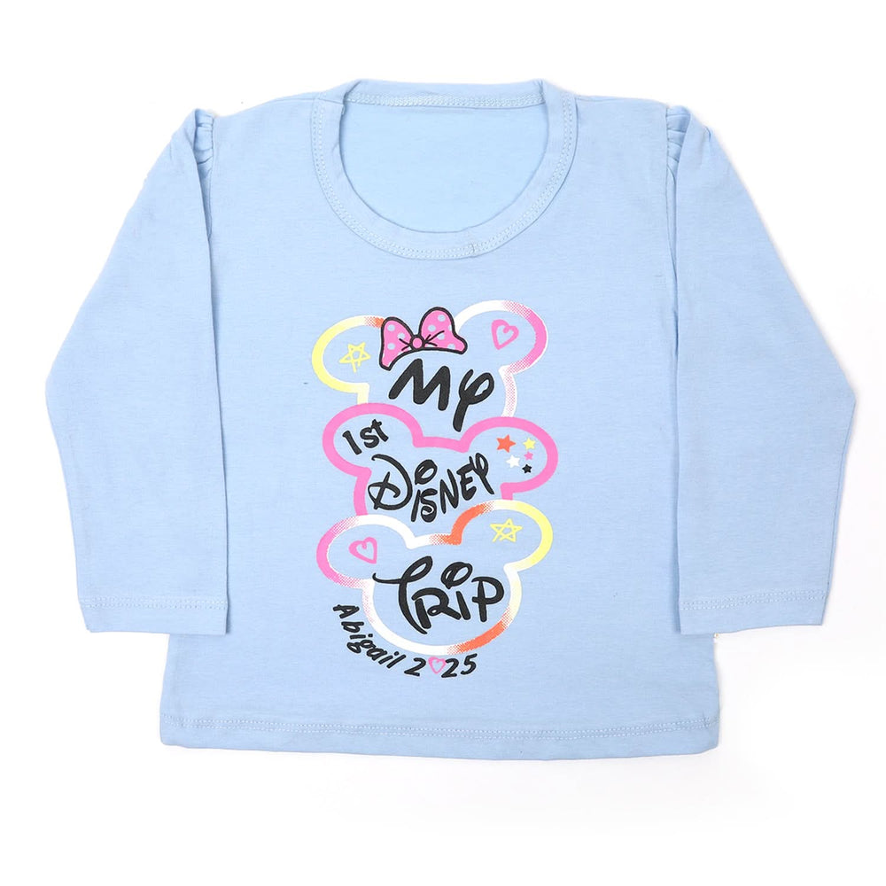 Girls Full Sleeves T-Shirt - Light Blue, Girls T-Shirts, Chase Value, Chase Value
