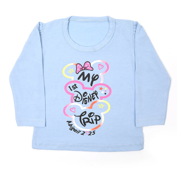 Girls Full Sleeves T-Shirt - Light Blue