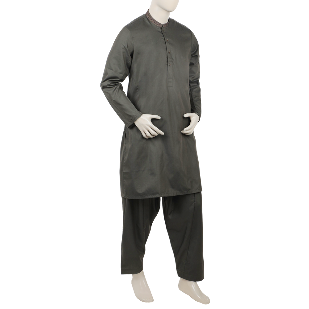 Valuables Men Embroidered Shalwar Suit - Green, Men's Shalwar Kameez, Chase Value, Chase Value