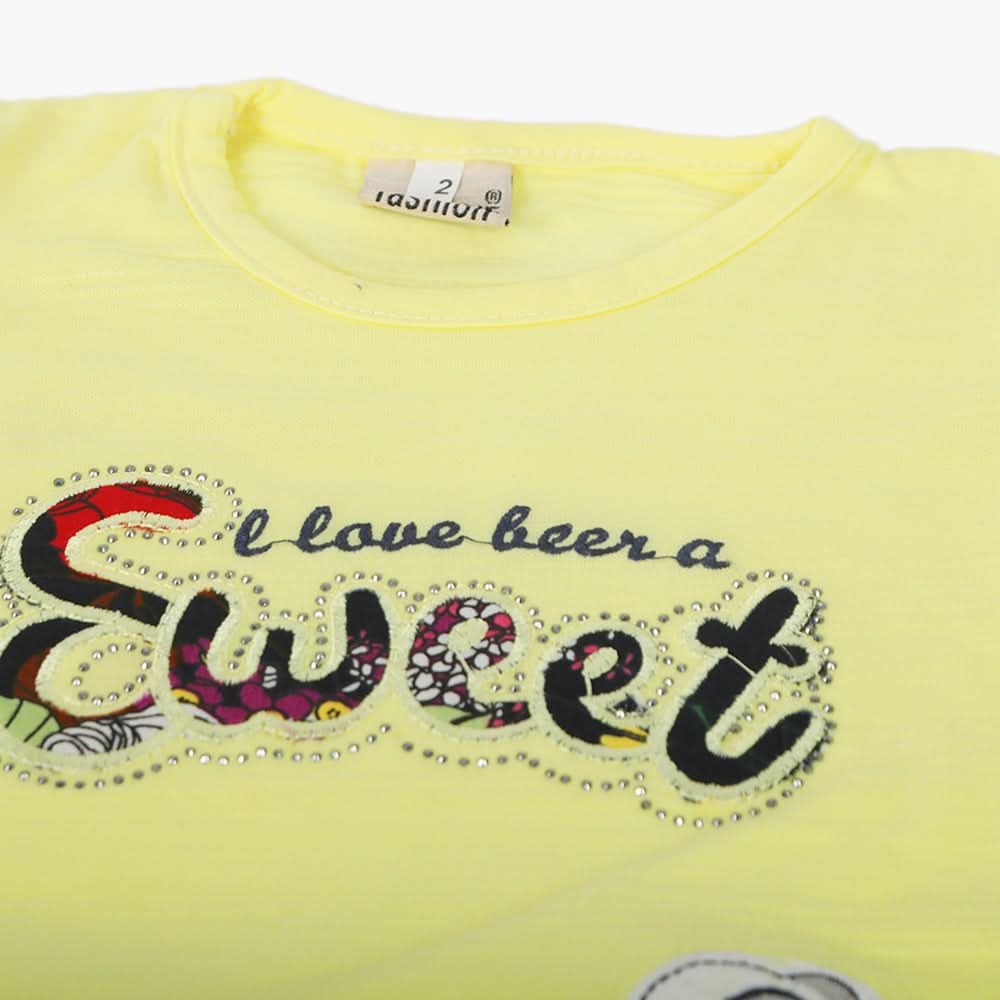Newborn Girls Half Sleeves Suit - Yellow, Newborn Girls Sets & Suits, Chase Value, Chase Value