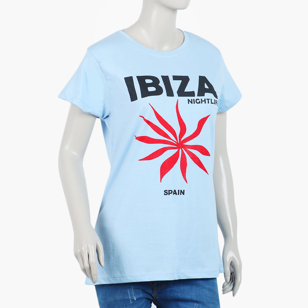 Women's Half Sleeves  T-Shirt  - Blue, Women T-Shirts & Tops, Chase Value, Chase Value