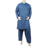Valuables Men Embroidered Shalwar Suit - Royal Blue, Men's Shalwar Kameez, Chase Value, Chase Value