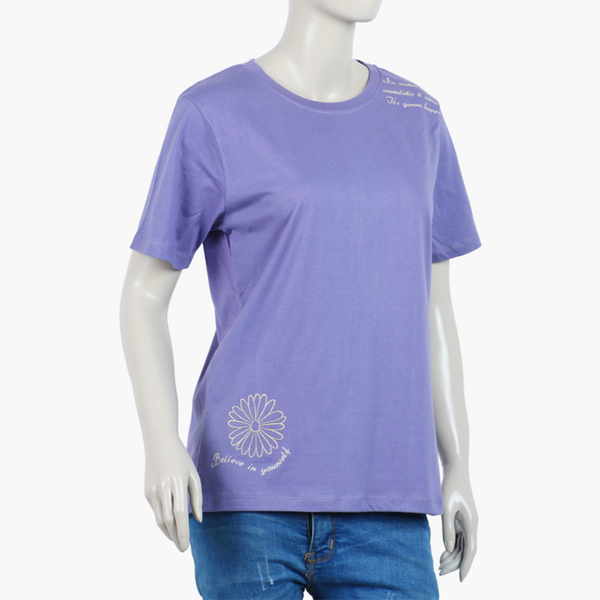 Eminent Women's Half Sleeves Printed T-Shirt - Purple