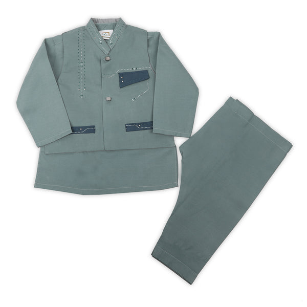Newborn Boys Shalwar Suits Waistcoat - Green