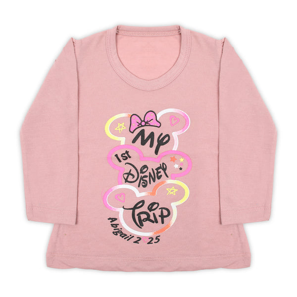 Girls Full Sleeves T-Shirt - Tea Pink