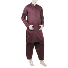 Men's Kurta Shalwar Suit - Dark Maroon