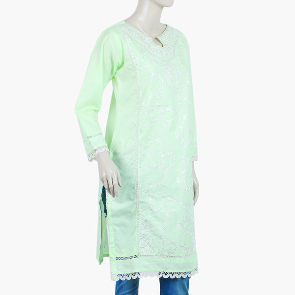 Women's Embroidered Stitched Kurti - Sea Green