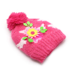 Kids Woolen Cap - Dark Pink