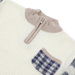 Eminent Boys Full Sleeves Sweater Suit - Off White & Navy Blue