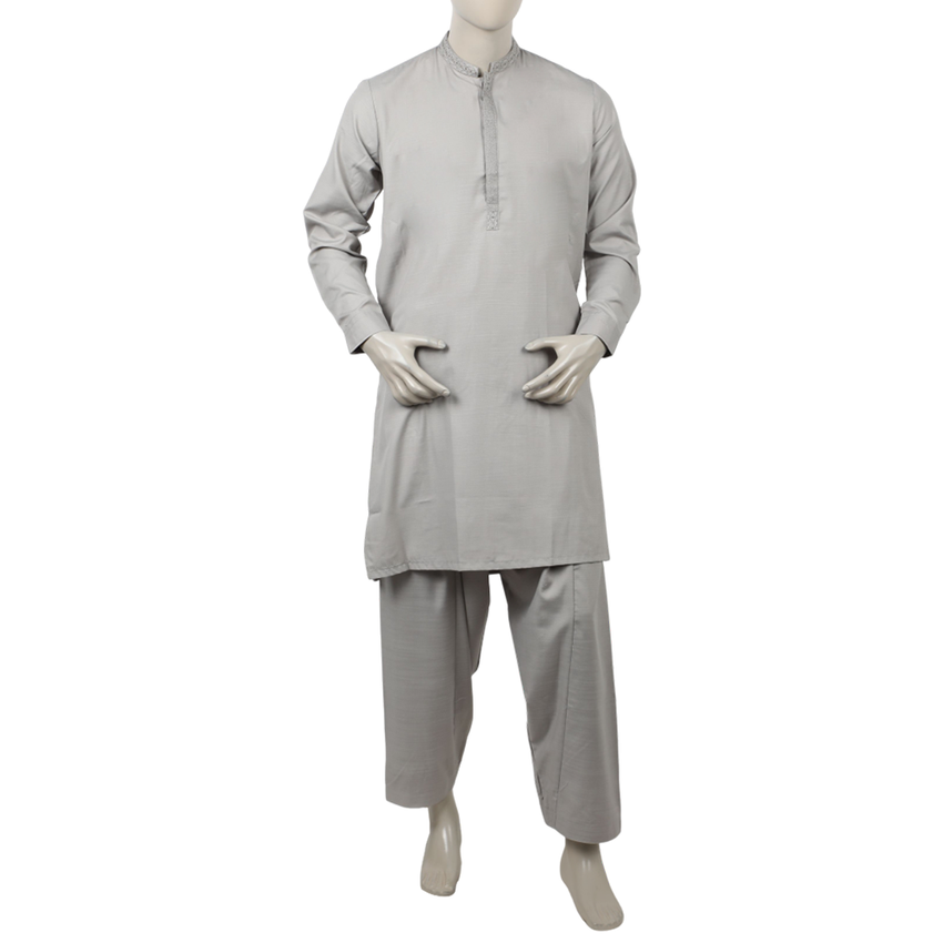 Eminent Men's Kurta Embroidered Shalwar Suit - Grey