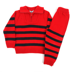 Eminent Boys Full Sleeves Sweater Suit - Dark Red