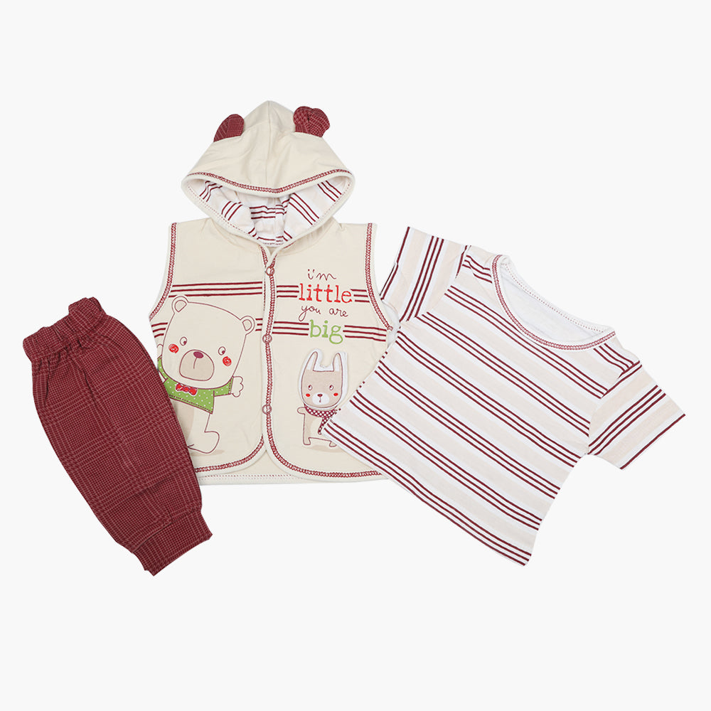 Newborn Boys Hoodie T-Shirt - Fawn Maroon, Newborn Boys Shirts & T-Shirts, Chase Value, Chase Value