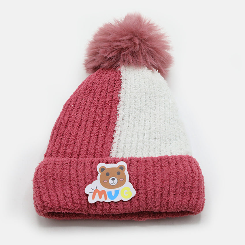 Kids Woollen Cap - Dark Pink