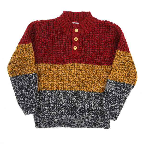 Eminent Boys Full Sleeve Sweater - Maroon & Mustard