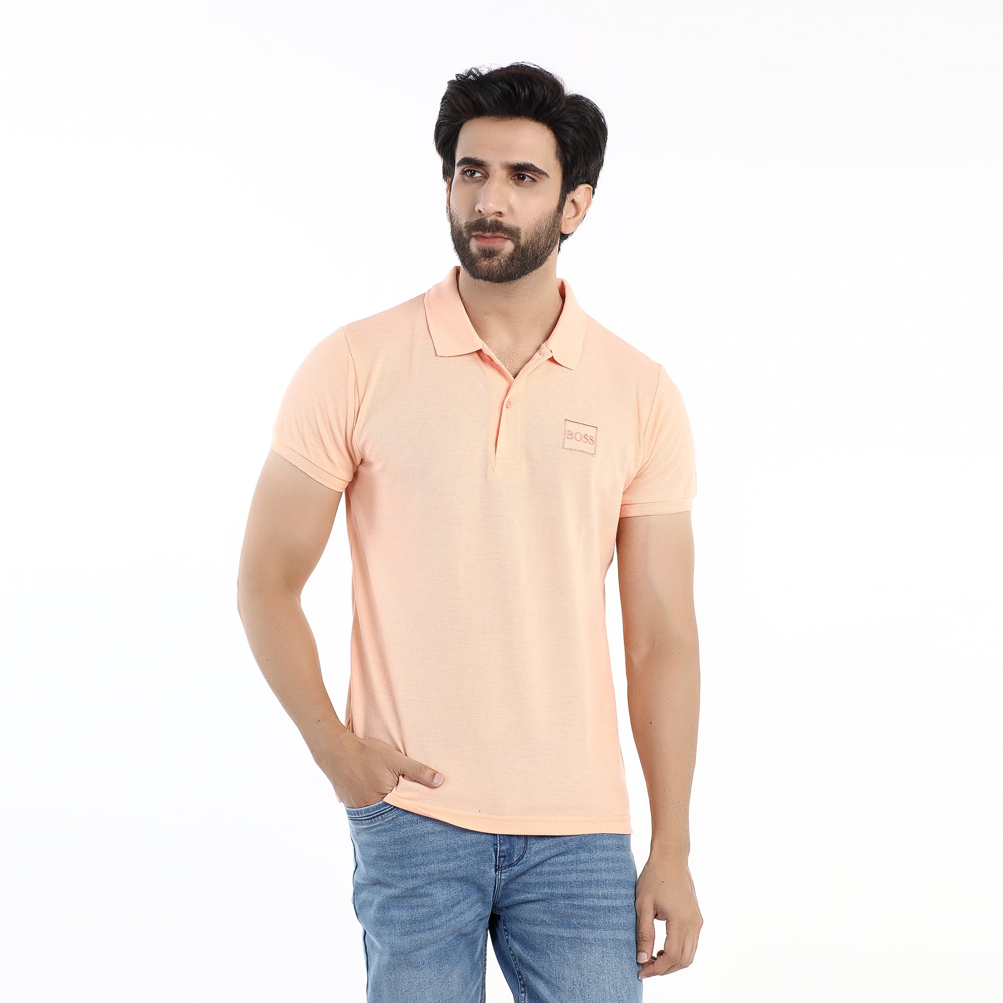 Valuable Men's Half Sleeves Polo T-Shirt - Peach, Men's T-Shirts & Polos, Chase Value, Chase Value