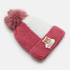 Kids Woollen Cap - Dark Pink