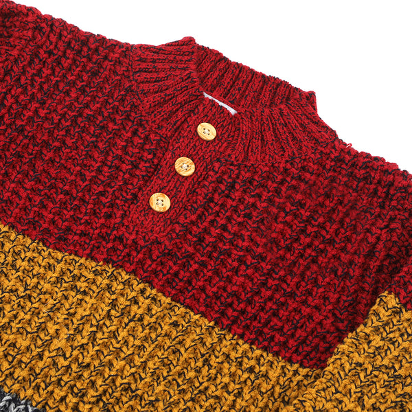 Eminent Boys Full Sleeve Sweater - Maroon & Mustard