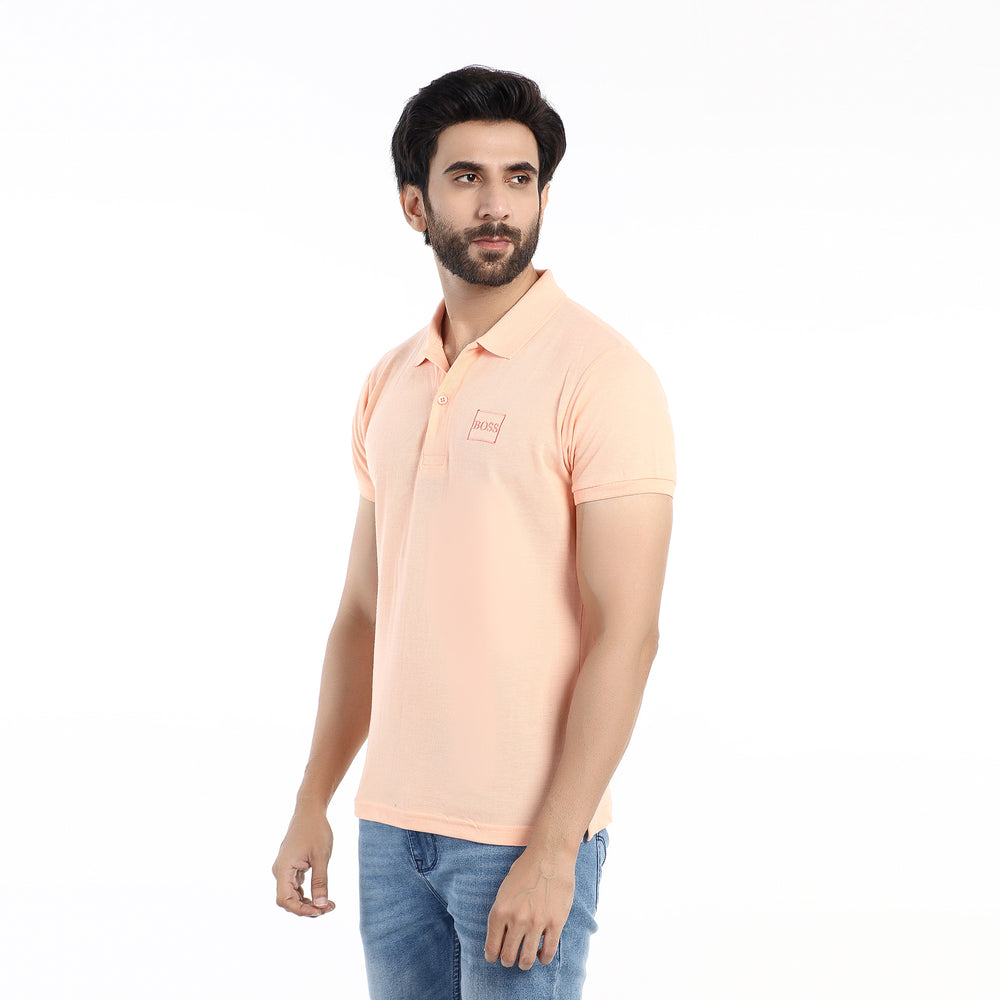 Valuable Men's Half Sleeves Polo T-Shirt - Peach, Men's T-Shirts & Polos, Chase Value, Chase Value