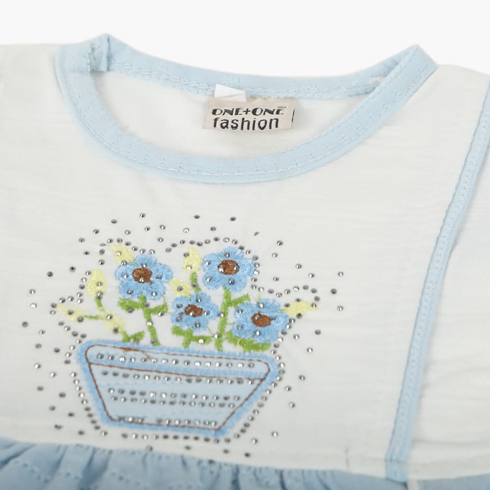 Newborn Girls Half Sleeves Suit - Light Blue, Newborn Girls Sets & Suits, Chase Value, Chase Value