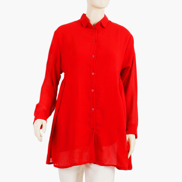 Women's Western Long Top With Open Front - Red, Women T-Shirts & Tops, Chase Value, Chase Value