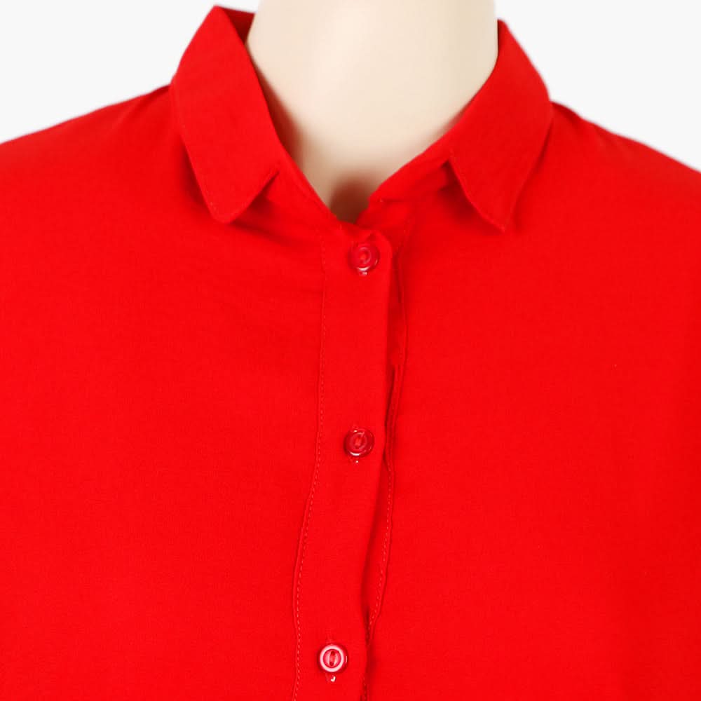 Women's Western Long Top With Open Front - Red, Women T-Shirts & Tops, Chase Value, Chase Value