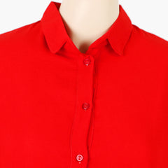 Women's Western Long Top With Open Front - Red