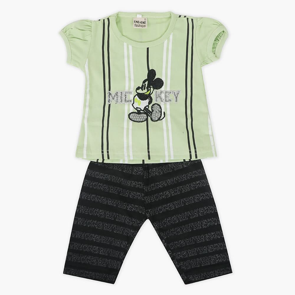 Newborn Girls Half Sleeves Suit - Light Green, Newborn Girls Sets & Suits, Chase Value, Chase Value