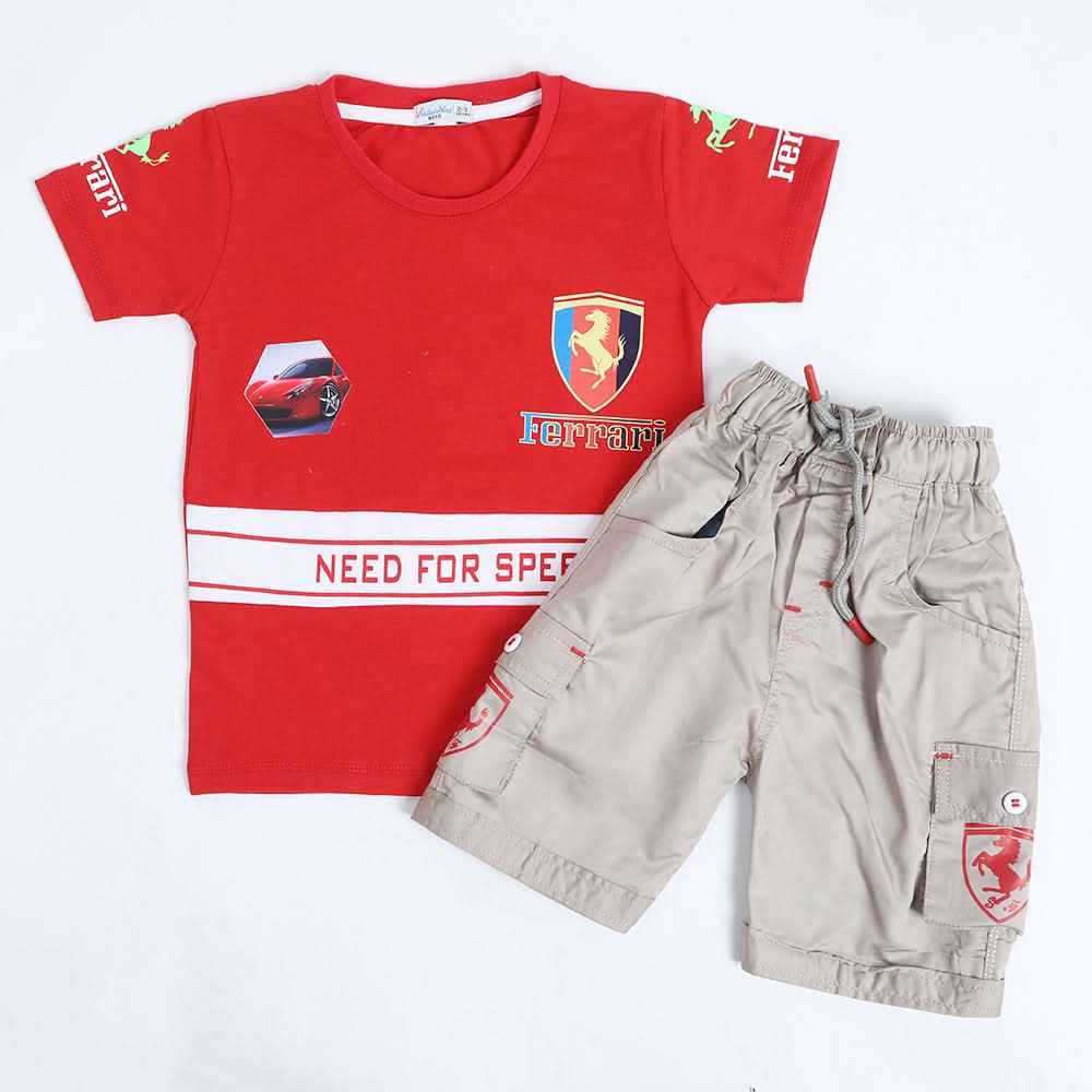 Boys Half Sleeves Suit - Red, Boys Sets & Suits, Chase Value, Chase Value