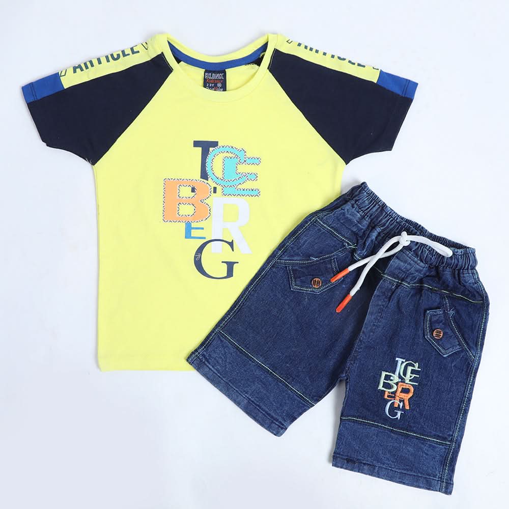 Boys Half Sleeves Suit - Lemon, Boys Sets & Suits, Chase Value, Chase Value
