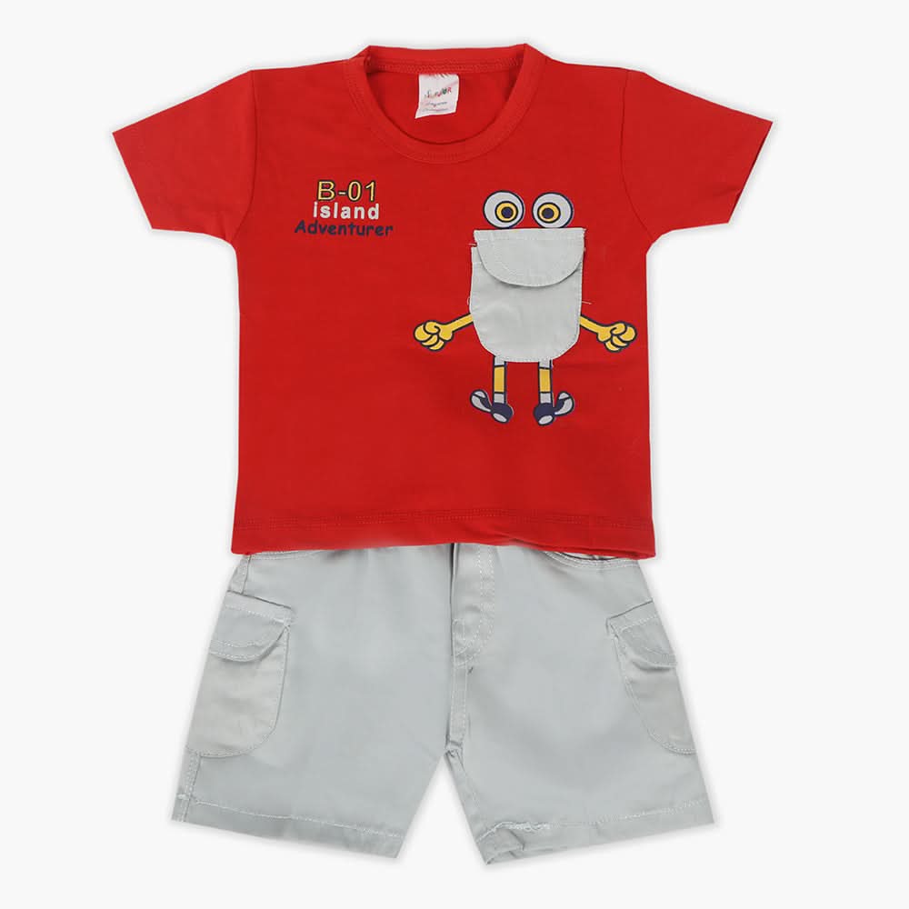 Newborn Boys Half Sleeves Suit - Red, Newborn Boys Sets & Suits, Chase Value, Chase Value