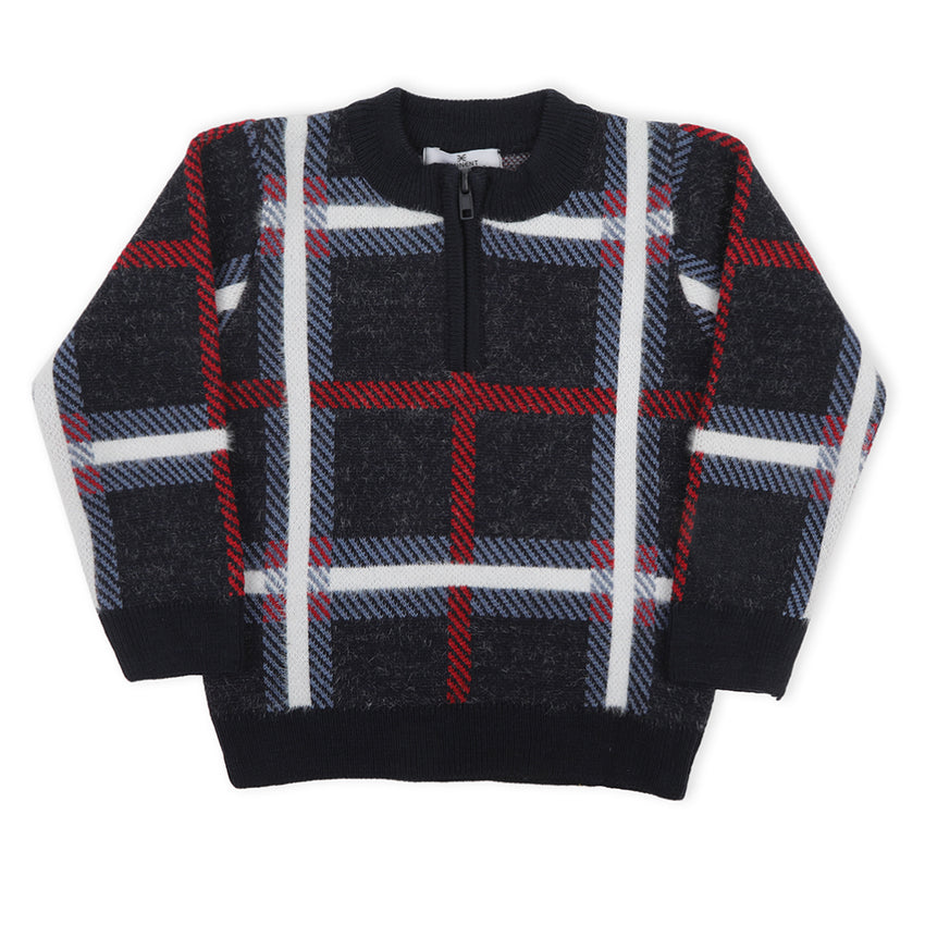 Eminent Boys Full Sleeve Sweater - Navy Blue & Maroon