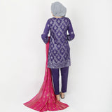Women's Printed 3pcs Suit - Purple, Women Shalwar Suits, Chase Value, Chase Value
