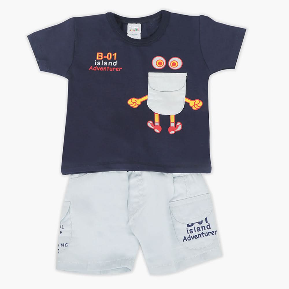 Newborn Boys Half Sleeves Suit - Navy Blue, Newborn Boys Sets & Suits, Chase Value, Chase Value