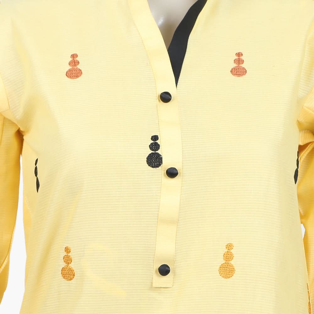 Girls Teens Embroidered Stitched 2Pcs Shalwar Suit - Yellow, Women Shalwar Suits, Chase Value, Chase Value